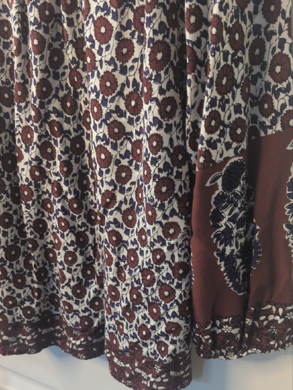 Lucky Brand Brown, Cream & Purple Floral Boho Tunic, Size Medium - Picture 9 of 12